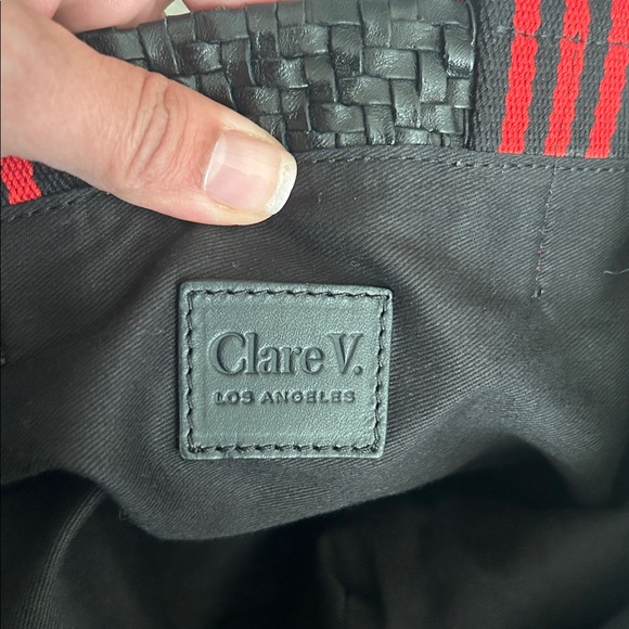 Clare V Bateau Tote Black Woven Leather Everyday Carryall Minimalist - Picture 7 of 16